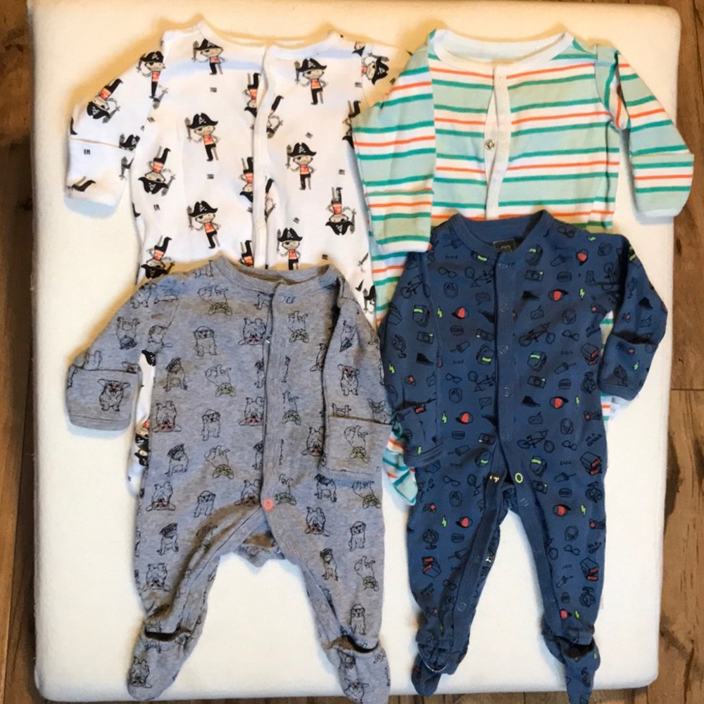 Rosie Pope Baby Boy Footie One Piece Bundle (0-3m)